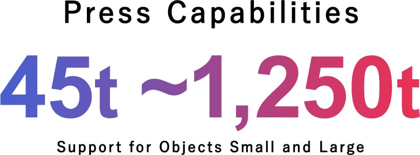 Press Capabilities 45t - 1,250t Support for Objects Small and Large