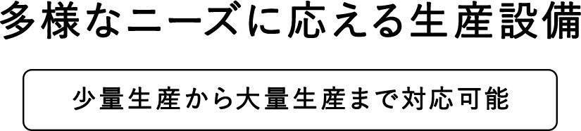 多様なニーズに応える生産設備 少量生産から大量生産まで対応可能